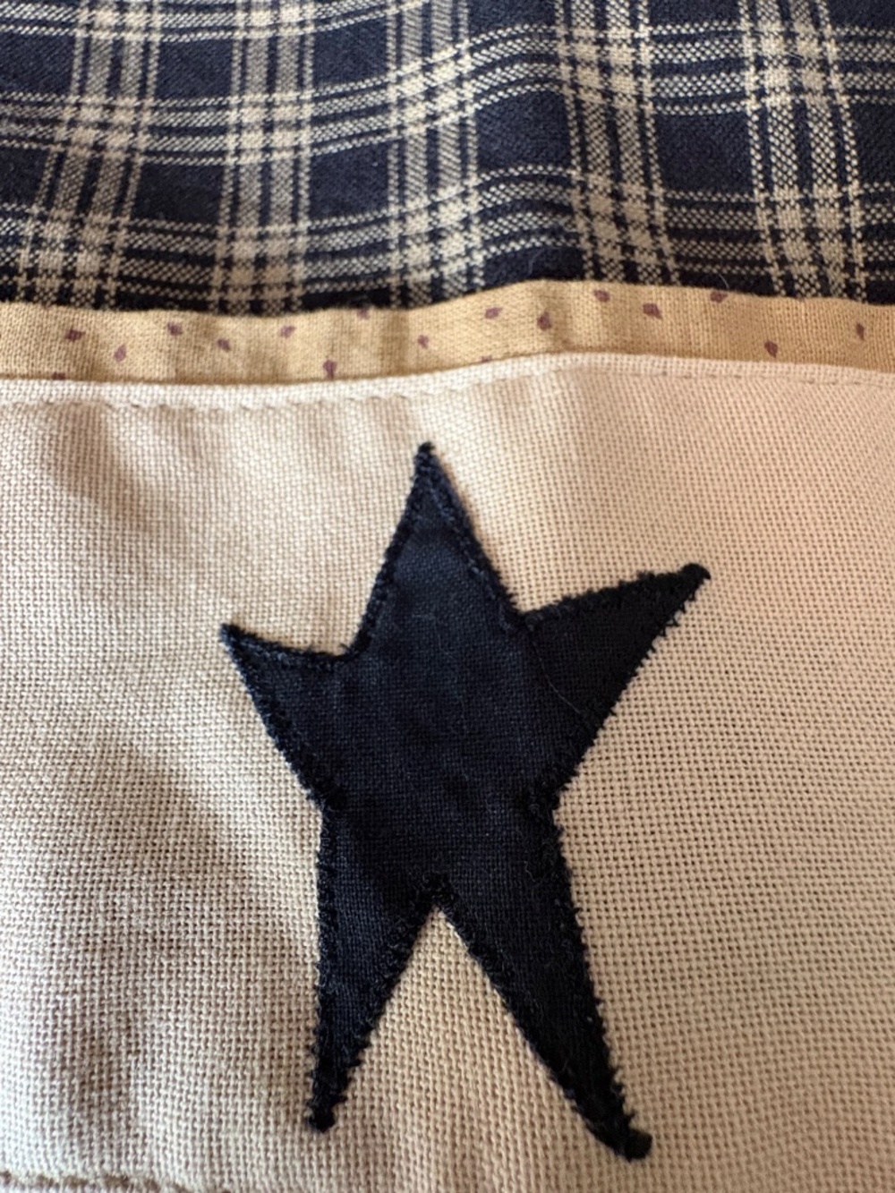Park Designs Sturbridge Star Farmhouse Valance Black/Tan 60"x14" Lined Cotton - Picture 3 of 6